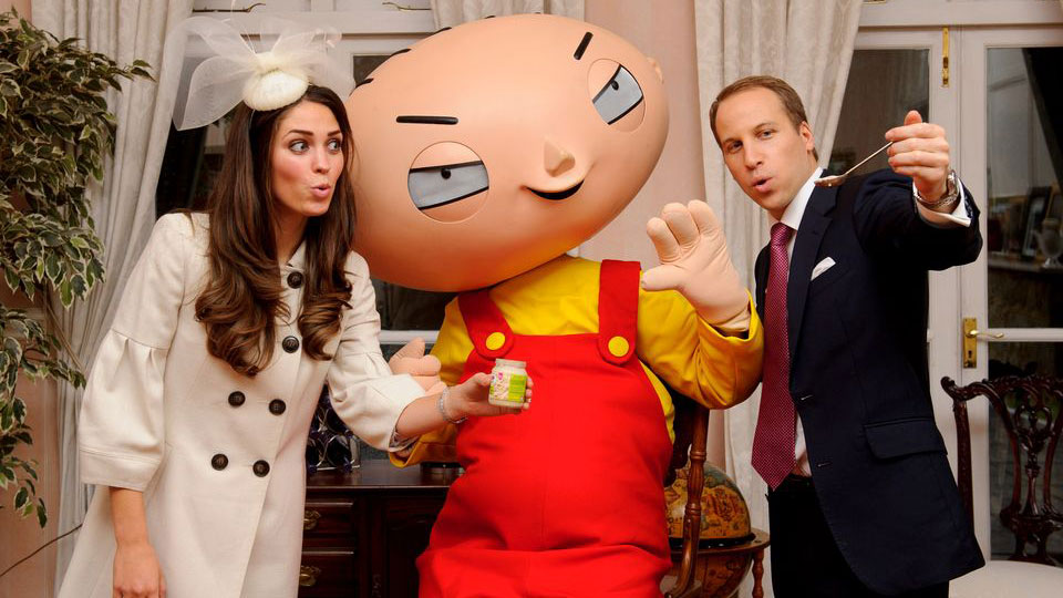 Stewie with Kate and Wills