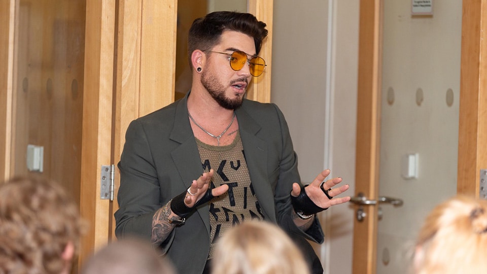 Adam Lambert speaking at Mosaic in London