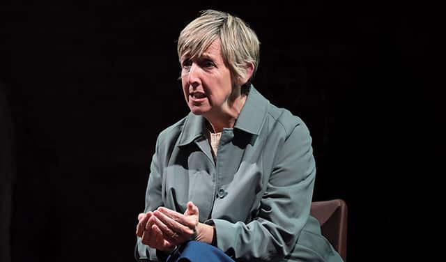 Julie Hesmondhalgh in There Are No Beginnings at Leeds Playhouse. Credit: Zoe Martin.