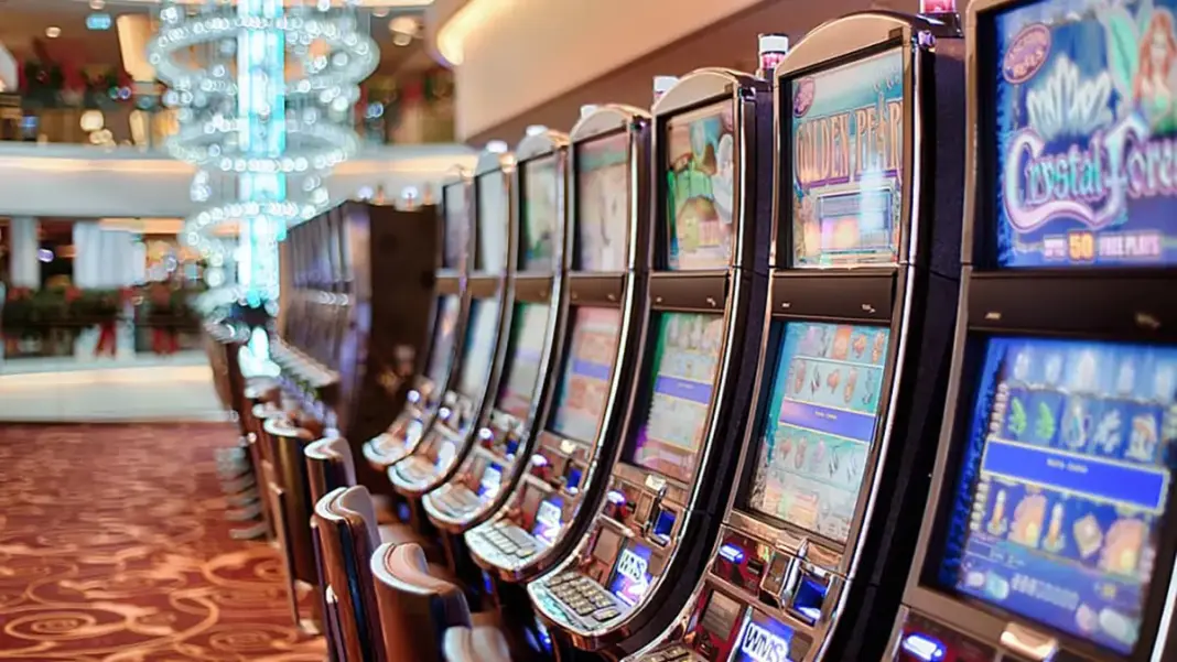Slot machine inside a casino