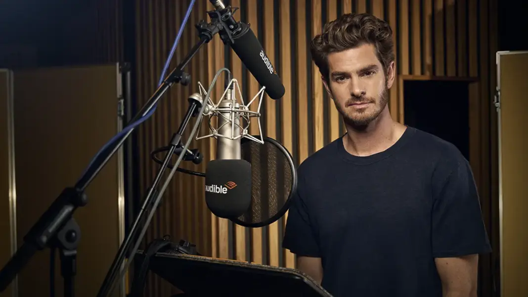 Andrew Garfield recording '1984' for Audible