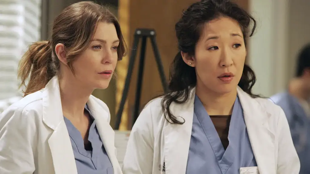Ellen Pompeo and Sandra Oh in "Grey's Anatomy"